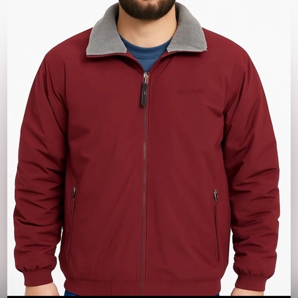 L.L. Bean Men’s L Tall Thinsulate Jacket Burgundy Red Fleece Lined Zip Coat Y2K - Picture 1 of 15